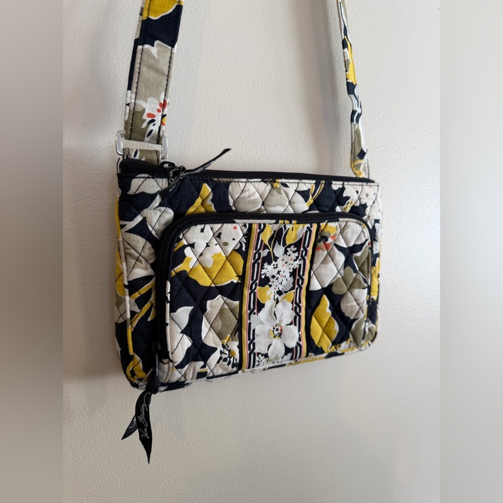 Vera Bradley Floral Crossbody Bag - Yellow & Black, Adjustable Strap - Picture 16 of 16